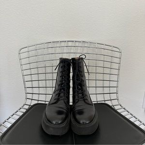 & Other Stories Leather Combat Boots in Black